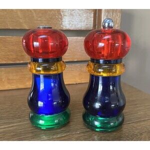VTG 1980’s Olde Thompson Pepper Mill Sunset Fiesta Pepper Grinder & Salt Shaker